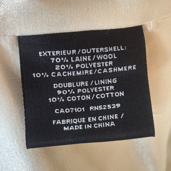 🛍️ 2/$25 Jones New York Wool Cashmere Pea Coat Cream w/ Bell Sleeves Sz 10 - Picture 9 of 13